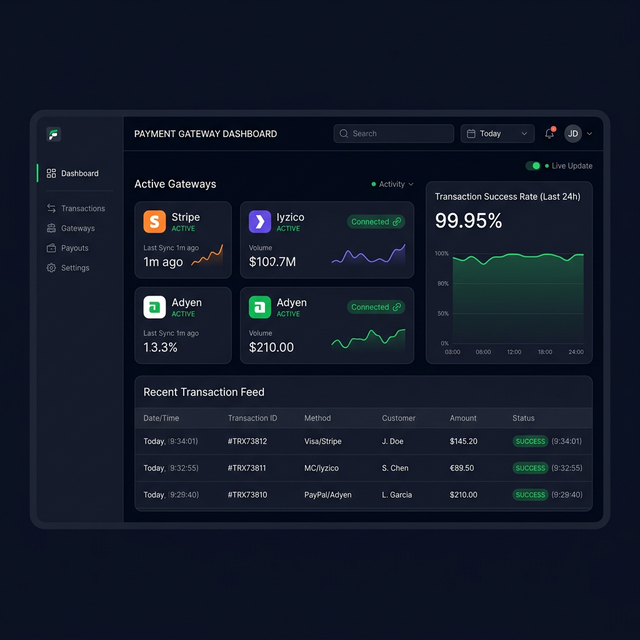 Fintech ödeme gateway dashboard