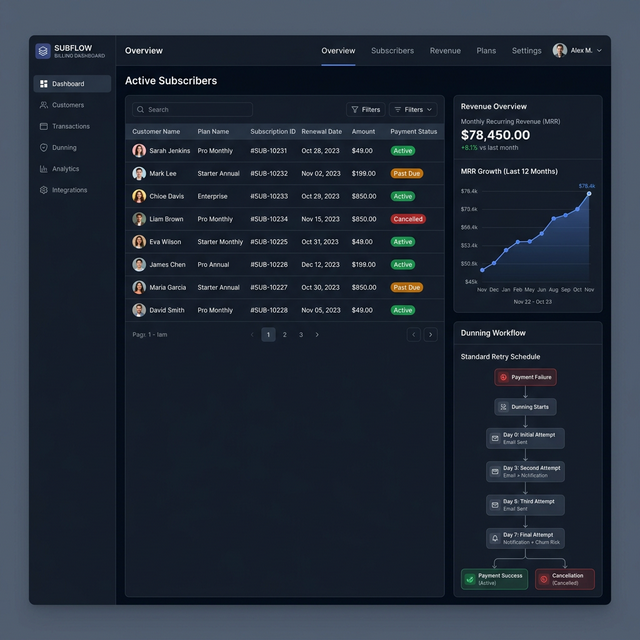 Abonelik yönetim paneli